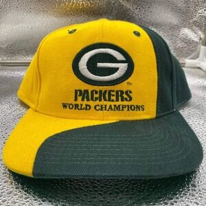VTG Green Bay Packers Snapback Hat Men Yellow World Champions NFL Football Citgo